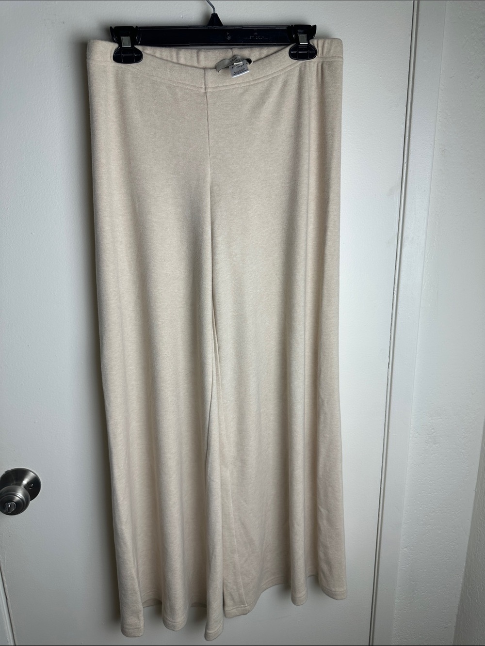 Phe Phe Wide-Leg Cream Knit Pants